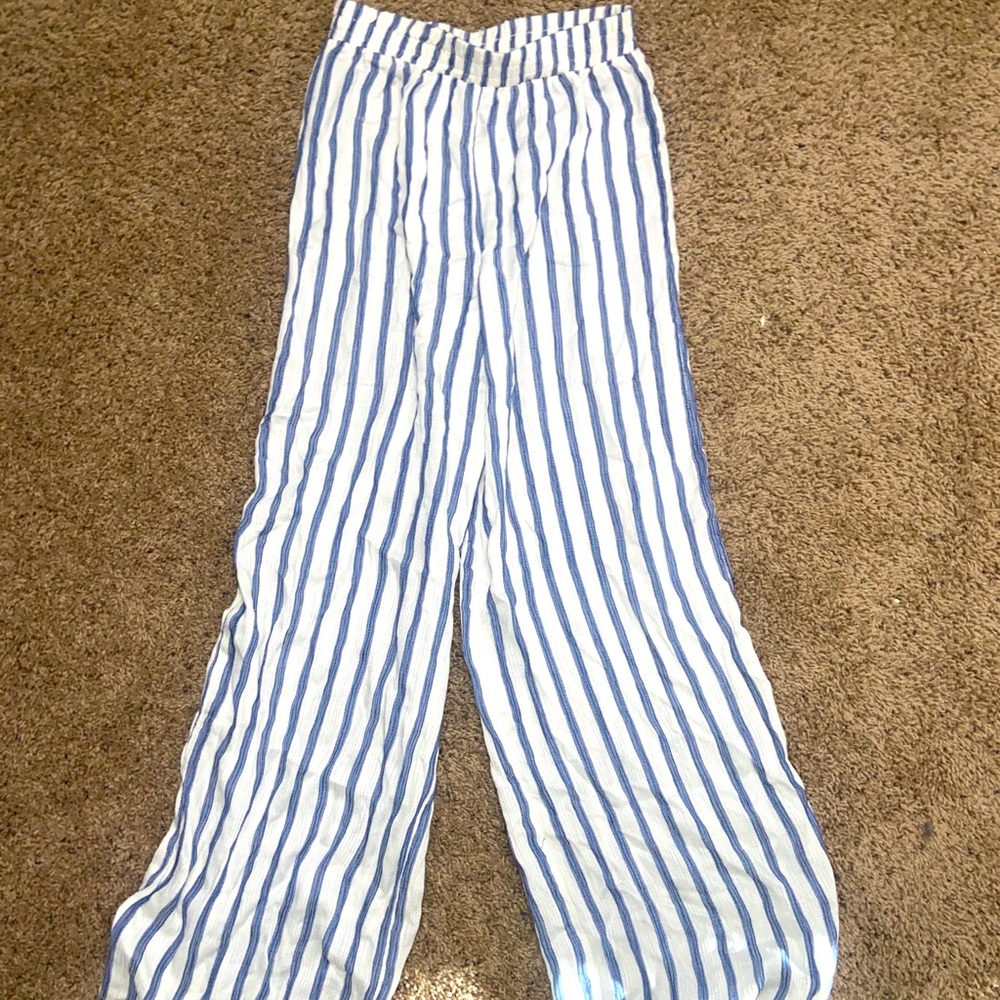 Blue and White striped flow pants